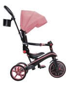 Globber Tricicleta pentru copii Explorer Roz Pal 4 in 1 pliabila maner pentru controlul directiei scaun ajustabil pe inaltime suport pentru picioare roti din cauciuc Eva sistem roata libera de la 10 luni