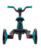 Globber Tricicleta pentru copii Explorer Turquoise 4 in 1 pliabila maner pentru controlul directiei scaun ajustabil pe inaltime suport pentru picioare roti din cauciuc Eva sistem roata libera de la 10 luni
