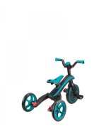 Globber Tricicleta pentru copii Explorer Turquoise 4 in 1 pliabila maner pentru controlul directiei scaun ajustabil pe inaltime suport pentru picioare roti din cauciuc Eva sistem roata libera de la 10 luni