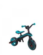 Globber Tricicleta pentru copii Explorer Turquoise 4 in 1 pliabila maner pentru controlul directiei scaun ajustabil pe inaltime suport pentru picioare roti din cauciuc Eva sistem roata libera de la 10 luni