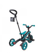 Globber Tricicleta pentru copii Explorer Turquoise 4 in 1 pliabila maner pentru controlul directiei scaun ajustabil pe inaltime suport pentru picioare roti din cauciuc Eva sistem roata libera de la 10 luni