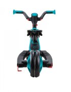 Globber Tricicleta pentru copii Explorer Turquoise 4 in 1 pliabila maner pentru controlul directiei scaun ajustabil pe inaltime suport pentru picioare roti din cauciuc Eva sistem roata libera de la 10 luni