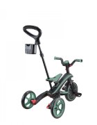 Globber Tricicleta pentru copii Explorer Verde Pal 4 in 1 pliabila maner pentru controlul directiei scaun ajustabil pe inaltime suport pentru picioare roti din cauciuc Eva sistem roata libera de la 10 luni