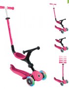 Globber Trotineta 3 in 1 pentru copii Go Up Active Roz cu maner de impins scaun si ghidon ajustabile roti cu lumini LED