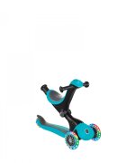 Globber Trotineta evolutiva Go-Up 4 in 1 Deluxe Lights Turquoise ghidon reglabil scaun maner parinte roti cu Led greutate admisa 50 kg