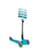 Globber Trotineta evolutiva Go-Up 4 in 1 Deluxe Lights Turquoise ghidon reglabil scaun maner parinte roti cu Led greutate admisa 50 kg