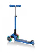Globber Trotineta Junior albastra cu 3 roti LED pliabila ghidon reglabil platforma antiderapanta greutate suportata 50 kg varsta 2 ani+
