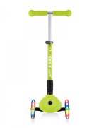 Globber Trotineta Junior verde cu 3 roti LED pliabila ghidon reglabil platforma antiderapanta greutate suportata 50 kg varsta 2 ani+