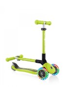 Globber Trotineta Junior verde cu 3 roti LED pliabila ghidon reglabil platforma antiderapanta greutate suportata 50 kg varsta 2 ani+