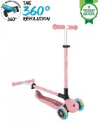 Globber Trotineta pentru copii Go-Up Active Eco Roz Pal 3 in 1 rotire 360 ghidon reglabil scaun maner parinte roti cu Led greutate admisa 50 kg