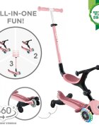 Globber Trotineta pentru copii Go-Up Active Eco Roz Pal 3 in 1 rotire 360 ghidon reglabil scaun maner parinte roti cu Led greutate admisa 50 kg