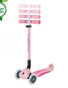 Globber Trotineta pentru copii Go-Up Deluxe Lights Ecologic Roz Pal 4 in 1 ghidon reglabil scaun maner parinte roti cu Led greutate admisa 50 kg