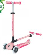 Globber Trotineta pentru copii Go-Up Deluxe Lights Ecologic Roz Pal 4 in 1 ghidon reglabil scaun maner parinte roti cu Led greutate admisa 50 kg