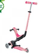 Globber Trotineta pentru copii Go-Up Deluxe Lights Ecologic Roz Pal 4 in 1 ghidon reglabil scaun maner parinte roti cu Led greutate admisa 50 kg