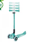 Globber Trotineta pentru copii Go-Up Deluxe Lights Ecologic Verde 4 in 1 ghidon reglabil scaun maner parinte roti cu Led greutate admisa 50 kg