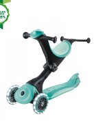 Globber Trotineta pentru copii Go-Up Deluxe Lights Ecologic Verde 4 in 1 ghidon reglabil scaun maner parinte roti cu Led greutate admisa 50 kg