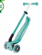 Globber Trotineta pentru copii Go-Up Deluxe Lights Ecologic Verde 4 in 1 ghidon reglabil scaun maner parinte roti cu Led greutate admisa 50 kg