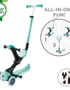 Globber Trotineta pentru copii Go-Up Deluxe Lights Ecologic Verde 4 in 1 ghidon reglabil scaun maner parinte roti cu Led greutate admisa 50 kg