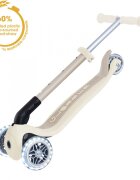Globber Trotineta pentru copii Junior Crem pliabila ecologica ghidon ajustabil pe 3 nivele roti cu lumini LED rulmenti ABEC 9