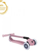 Globber Trotineta pentru copii Primo Roz Pal ecologica pliabila cu roti LED ghidon ajustabil pe 3 nivele rulmenti ABEC 9