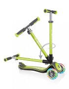 Globber Trotineta pliabila Elite Deluxe Lights Verde roti LED pliabila din aluminiu ghidon reglabil greutate suportata 50 kg varsta 3 ani+