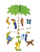 Goki Carusel cu figurine din lemn pentru bebelusi Palmier cu animalute