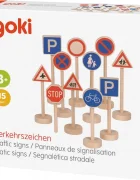Goki Set 15 semne de circulatie din lemn pentru copii