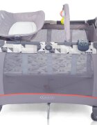 GRACO Patut Contour Electra Patchwork Grey cu masuta de infasat arcada cu jucarii roti saltea pliabila si geanta de transport