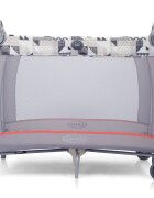 GRACO Patut Contour Electra Patchwork Grey cu masuta de infasat arcada cu jucarii roti saltea pliabila si geanta de transport