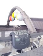 GRACO Patut Contour Electra Patchwork Grey cu masuta de infasat arcada cu jucarii roti saltea pliabila si geanta de transport