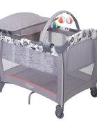 GRACO Patut Contour Electra Patchwork Grey cu masuta de infasat arcada cu jucarii roti saltea pliabila si geanta de transport