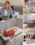 GRACO Patut Contour Electra Suits Me cu masuta de infasat arcada cu jucarii roti saltea pliabila si geanta de transport
