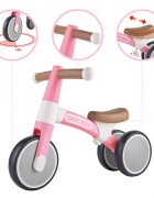 HAPE Tricicleta copii de echilibru cu 3 roti roz deschis cadru usor de aluminiu scaun reglabil roti fabricate din material spumant TPU moale si flexibil de la 18 luni