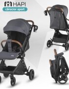Hapi Carucior pentru copii Marlin Petrol Grey ultrapliabil cu pliere automata copertina cu protectie UV spatar reglabil pozitie verticala dupa pliere certificat pana la 22 kg