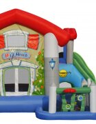 Happy Hop Saltea gonflabila Big House cu tobogan loc de joaca cu bile spatiu de catarat loc pentru sarituri si cos de baschet