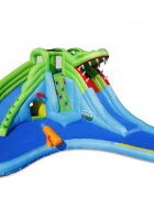 Happy Hop Saltea gonflabila Crocodil cu doua tobogane cu apa tun de apa spatiu de catarat si cos de baschet