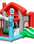 Happy Hop Saltea gonflabila Happy House cu loc de joaca cu bile tobogan si spatiu pentru sarituri