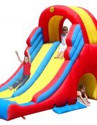 Happy Hop Saltea gonflabila Mega Slide cu doua tobogane spatiu de catarat tunel si loc pentru sarituri