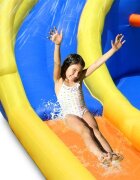 Happy Hop Saltea gonflabila mini Water Park cu spatiu de catarat trei tobogane cos de baschet si tunel