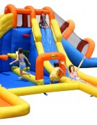 Happy Hop Saltea gonflabila mini Water Park cu spatiu de catarat trei tobogane cos de baschet si tunel