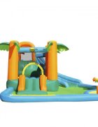 Happy Hop Saltea gonflabila Oasis 7 in 1 loc de joaca cu bile tun cu apa spatiu de catarat doua tobogane 30 bile plastic incluse