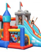 Happy Hop Saltea gonflabila Playcenter 13 in 1 cu doua tobogane spatiu pentru catarat loc pentru sarituri loc de joaca cu bile cos baschet si obstacole