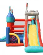 Happy Hop Saltea gonflabila Playcenter 13 in 1 cu doua tobogane spatiu pentru catarat loc pentru sarituri loc de joaca cu bile cos baschet si obstacole