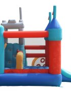 Happy Hop Saltea gonflabila Playcenter 13 in 1 cu doua tobogane spatiu pentru catarat loc pentru sarituri loc de joaca cu bile cos baschet si obstacole