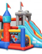 Happy Hop Saltea gonflabila Playcenter 13 in 1 cu doua tobogane spatiu pentru catarat loc pentru sarituri loc de joaca cu bile cos baschet si obstacole