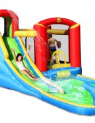 Happy Hop Saltea gonflabila Splash Wave cu spatiu de catarat loc de joaca cu bile tobogan tun cu apa si cos de baschet