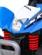 Honda Atv electric pentru copii 250X TRX 64x38x43 cm albastru 30W cu panou audio lumini scaun piele si pedala acceleratie