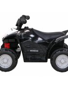 Honda Atv electric pentru copii 250X TRX 64x38x43 cm negru 30W cu panou audio lumini scaun piele si pedala acceleratie