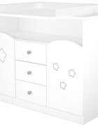 Hubners Comoda de infasat Matei 106 cm alb cu stelute