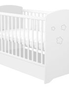 Hubners Patut copii din lemn cu sertar Matei 120x60 cm alb cu stelute